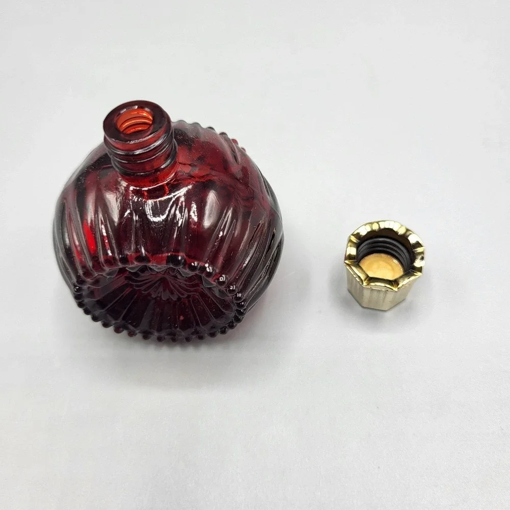 Vintage EMPTY Avon Charisma Cologne 1 fl oz Ribbed Ruby Red Glass Bottle Small